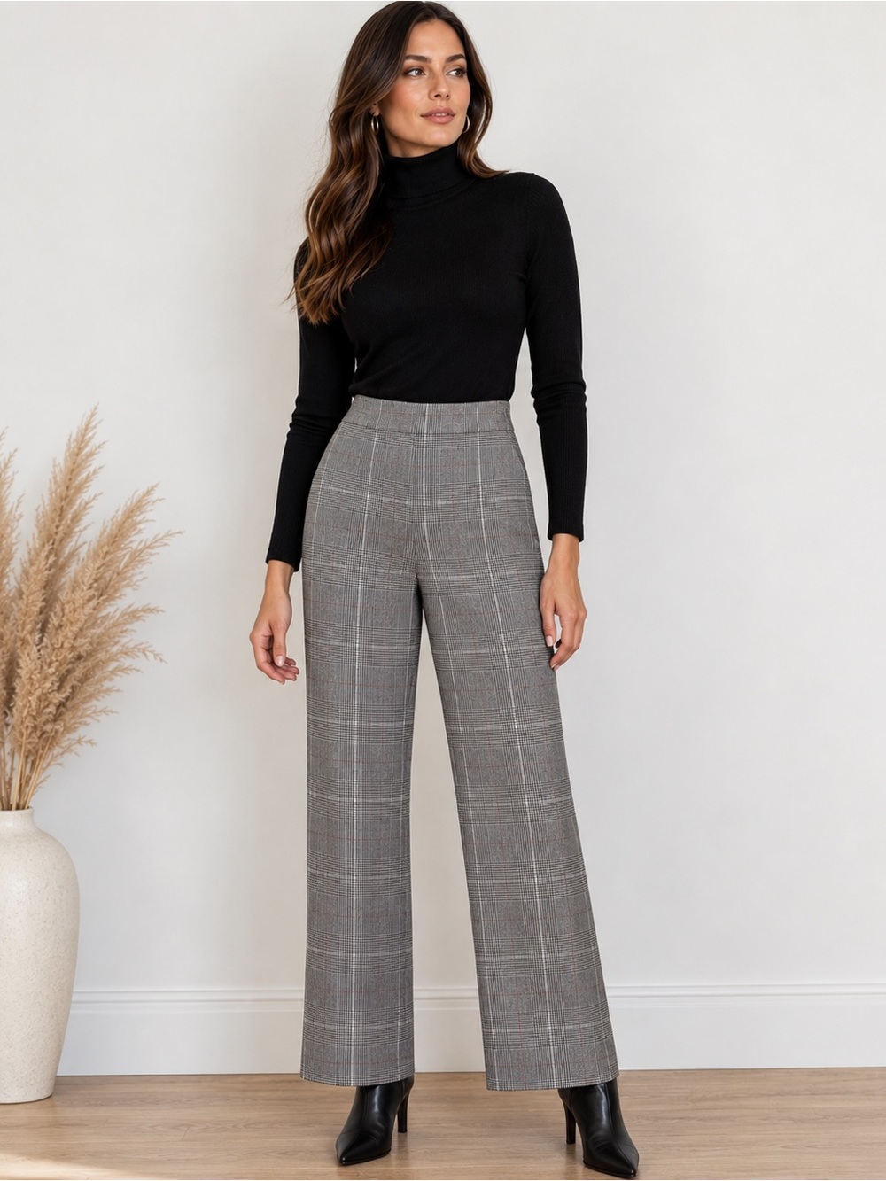Rinascimento Size M Grigio Gray Glen Plaid Pantalone Trouser Pants Made in Italy